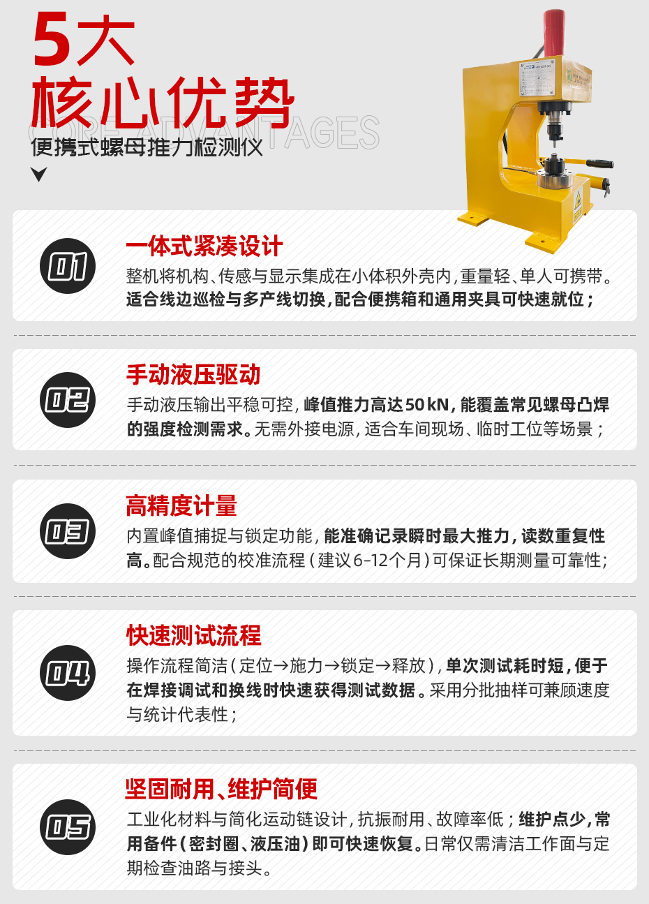 便攜式螺母推力檢測儀核心優勢