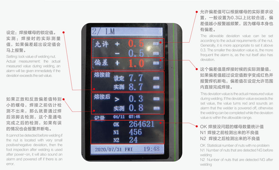 螺母香蕉视频APP污网站防错检测仪显示画面